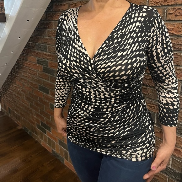 MAXMARA Stretch Jersey Faux Wrap Top M - Picture 2 of 10